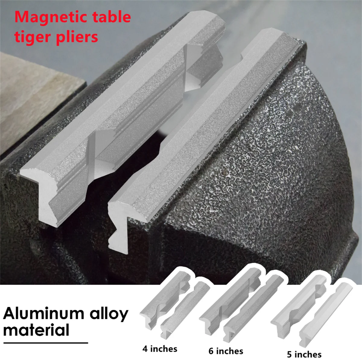1Pair Vise Jaws Fixture 4/5/6 Inch Aluminum Alloy Magnetic V Type Vice Jaws Protectors Cover for Woodworking DIY Making Plumbing