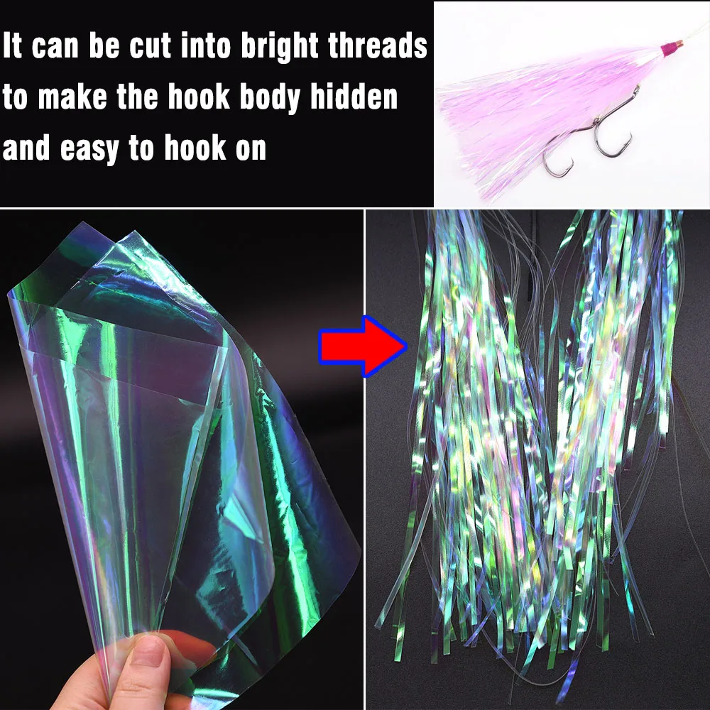 MNFT 2 Pcs 16.8x16.5cm Clear Fly Tying Rainbow Film for Sabiki Rigs