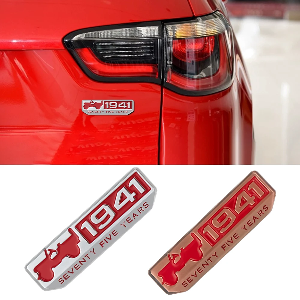 Emblema Lateral de Metal com Logotipo de 75 Anos do Carro 1941, Adesivo para Porta-Malas Traseiro para Jeep Compass Cherokee JK Renegade Wrangler