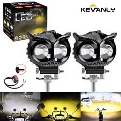 1/2PCS Motorcycle Dual Color Strobe Light Headlight Fog light 9V-85V 12W Projector Lens Spotlight LED Light Yellow white Flash