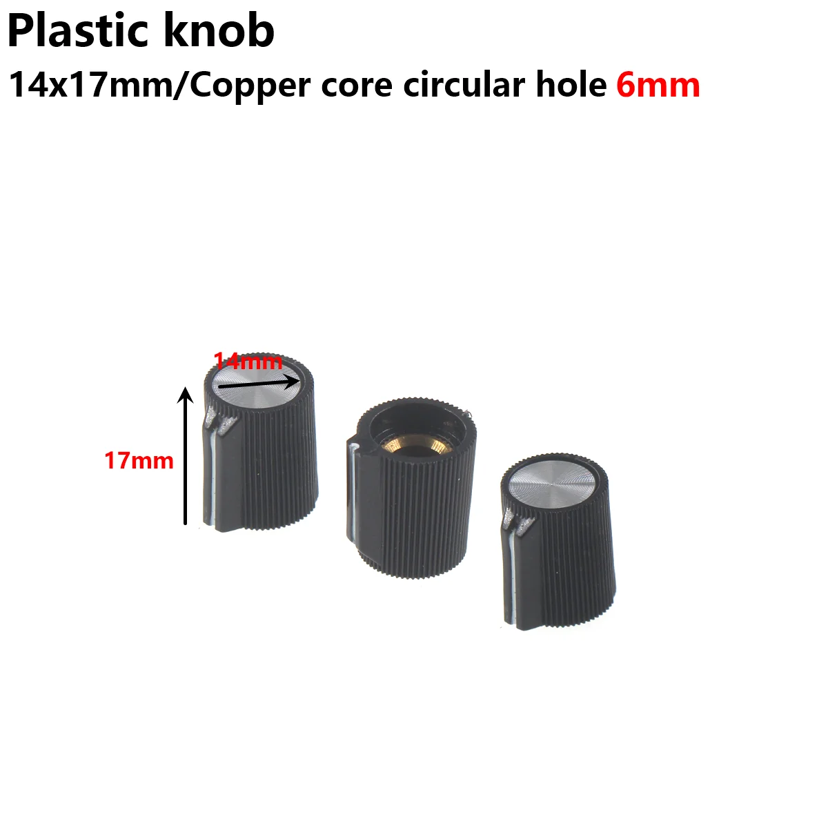 10pcs 14×17mm plastic knob potentiometer knob cap panel operation adjustment knob cap copper core round hole 6mm