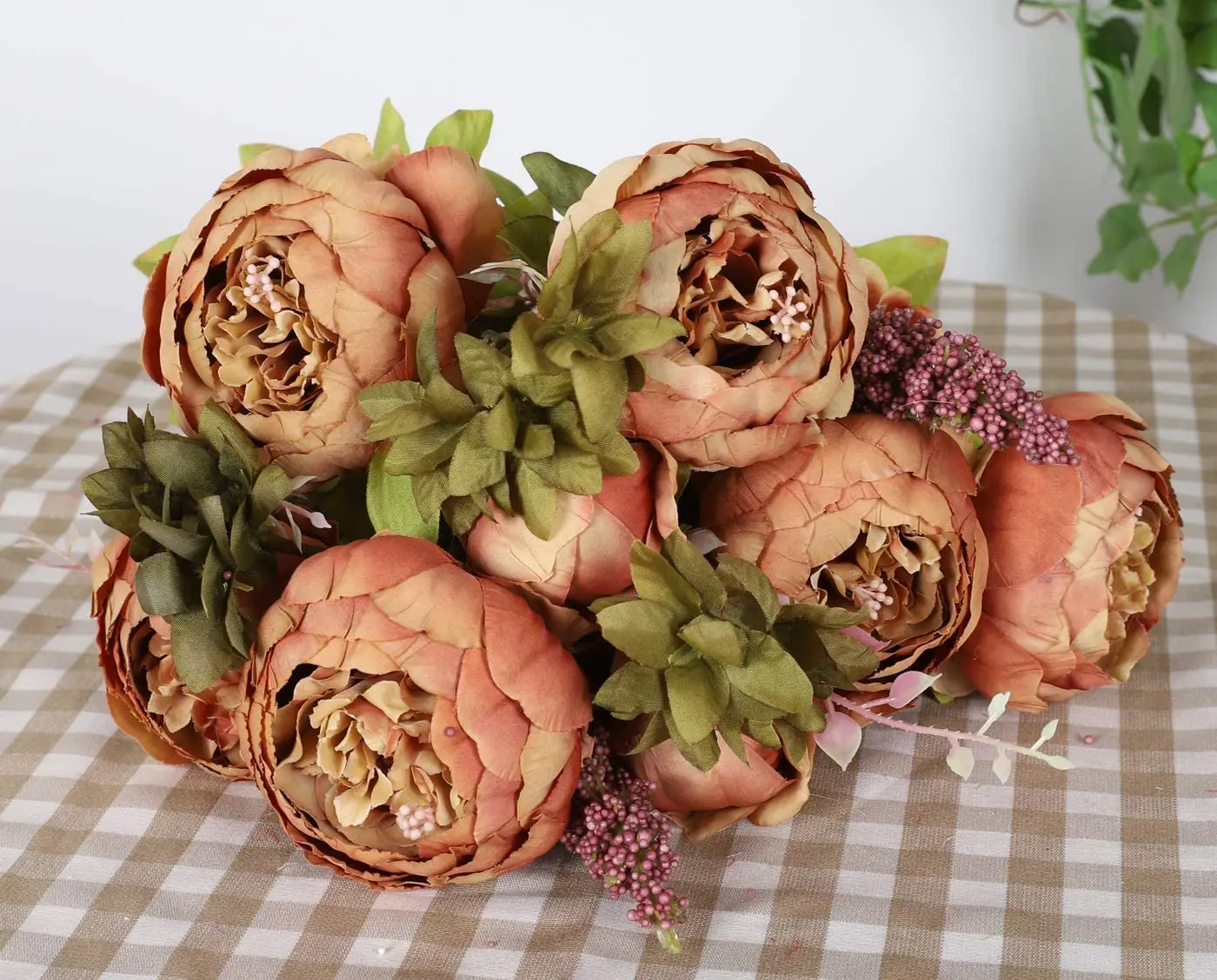 Artificial Peony Silk Flowers Bouquet Fake Flowers Arrangement Vintage Wedding Decoration Home Decor 1 Bunch