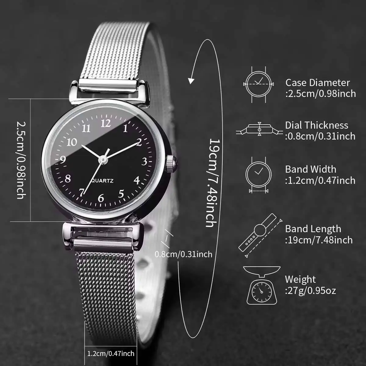 1 قطعة/2 قطعة ساعات نسائية عصرية السيدات بسيطة سوار شبكي ساعة كوارتز Reloj Mujer (بدون صندوق)