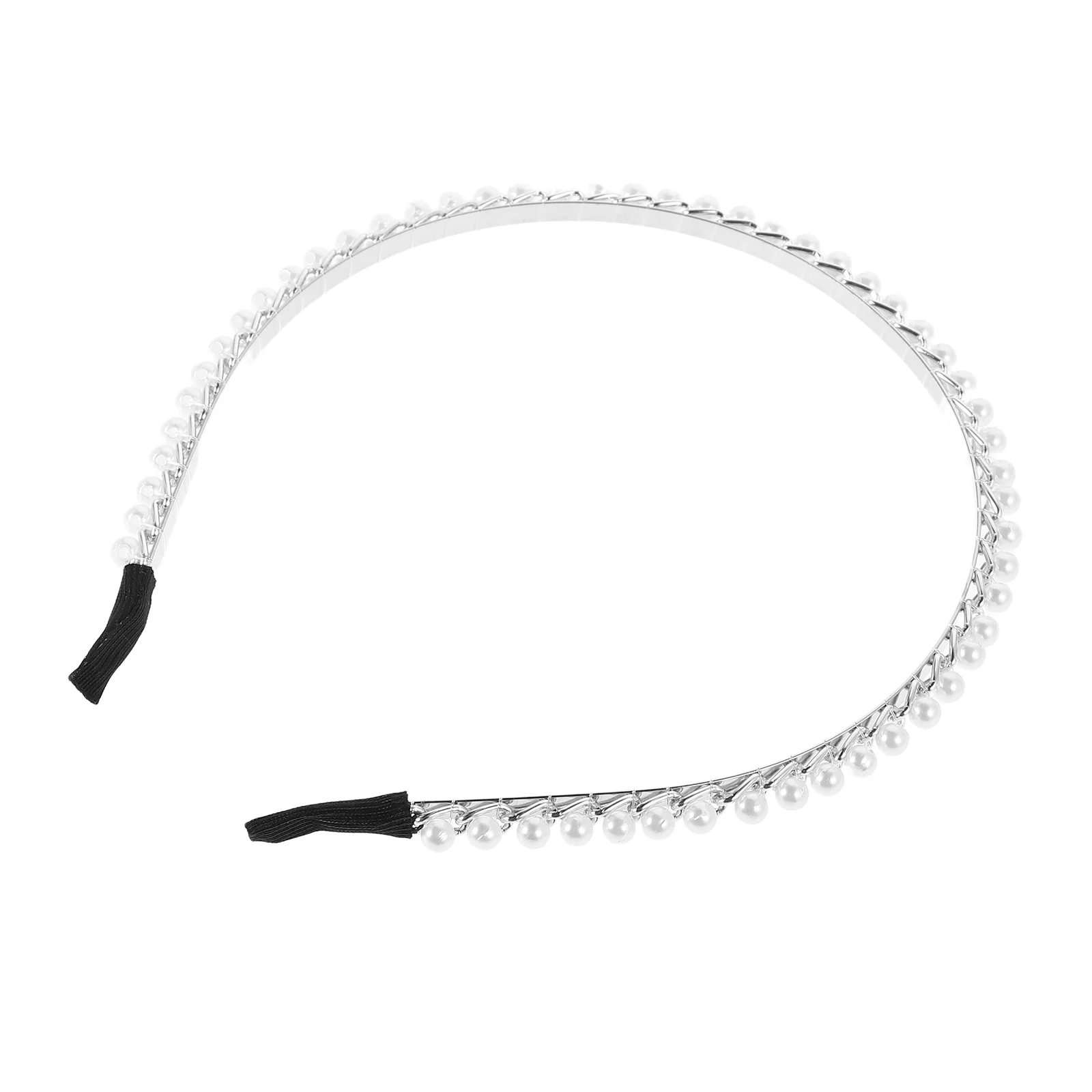 

Silver Pearl Bridal Headband Narrow Metal Wedding Hairpiece Elegant Hair Accessories for Brides Bridal Hair Accessories