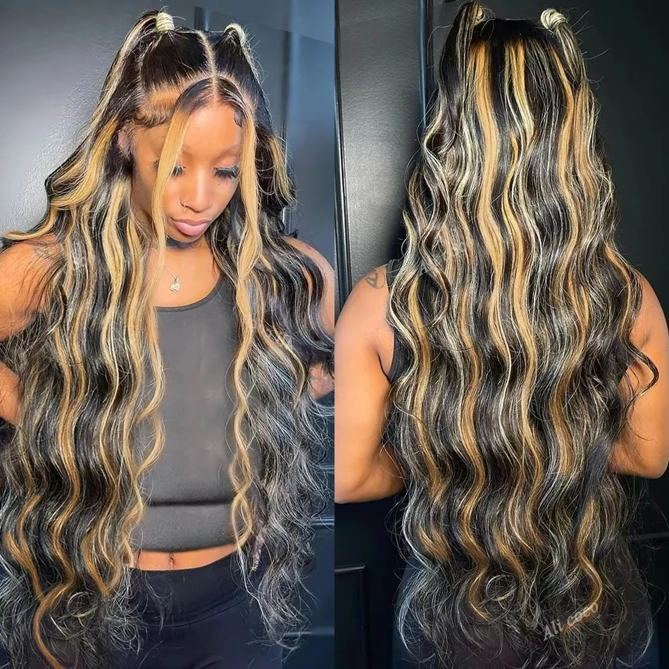 Highlight Blonde 1B/27 Lace Front Wig Human Hair 13x6 Body Wave Lace Frontal Wig Pre Plucked Transaprent Lace Wig For Women