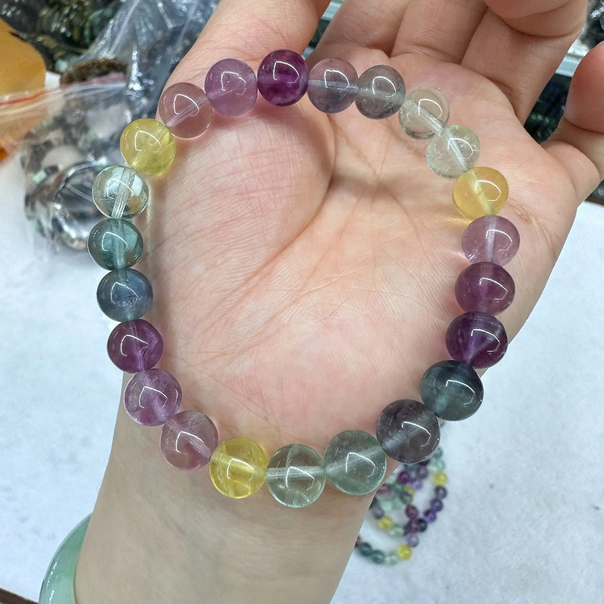 AAA Natural Blue purple yellow green fluorite bracelet  Gemstone Bangle jewelry for women for gift wholesale!