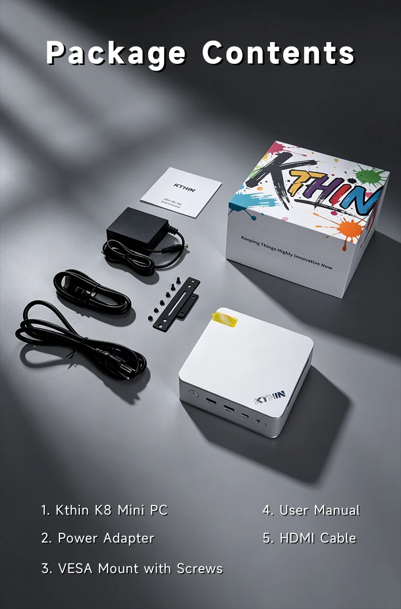 KTHIN K8 Mini PC R7 H255 4.9GHz WIFI6 BT5.2 Mini Computer DDR5 5600MHz PCIe4.0 SSD 2.5G LAN Dual USB4.0 Mini Computer/ OpenClaw