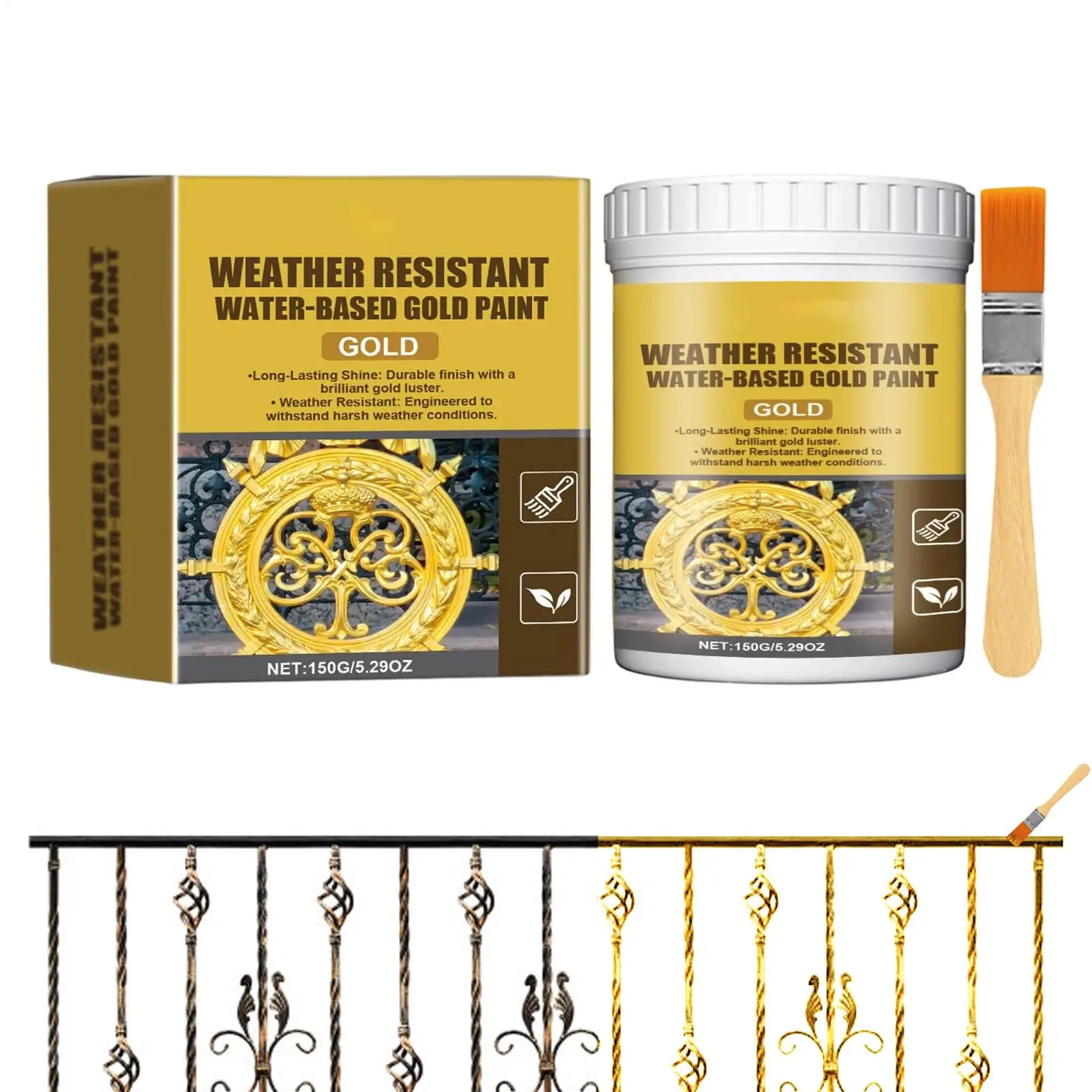 Gold Paint 150g Metal Art Liquid Weather Resistant Gilding For Furniture Jewelry Wall Tombstone Crafts Writing Decor