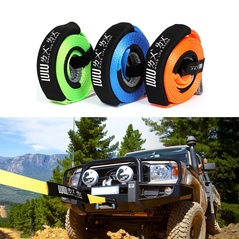 

Recovery Tow Strap 5M X Max 10T Tree Saver Strap Heavy Duty Towing Strap Emergency Snatch Straps for Vehicles Off Road Tow Truck