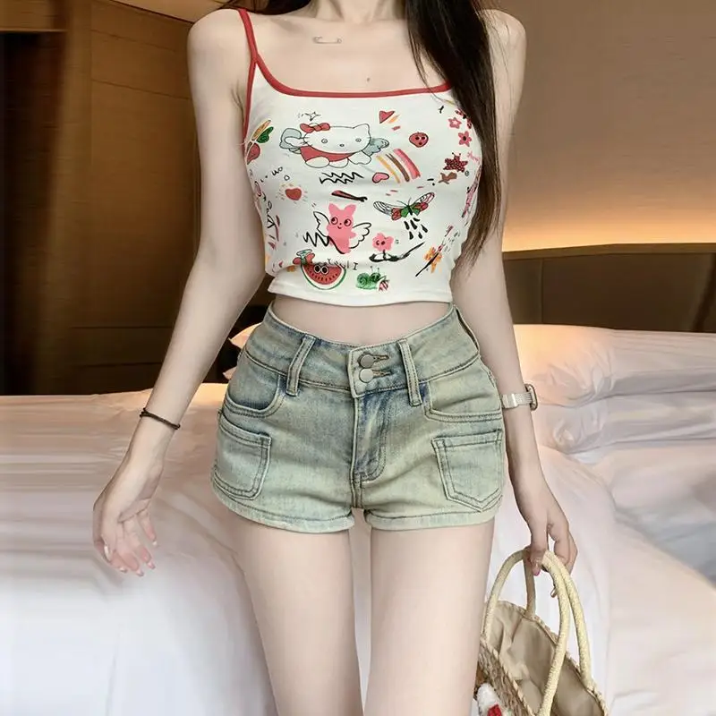 

High-waisted Denim Shorts for Women, Small Slim and Casual Straight
