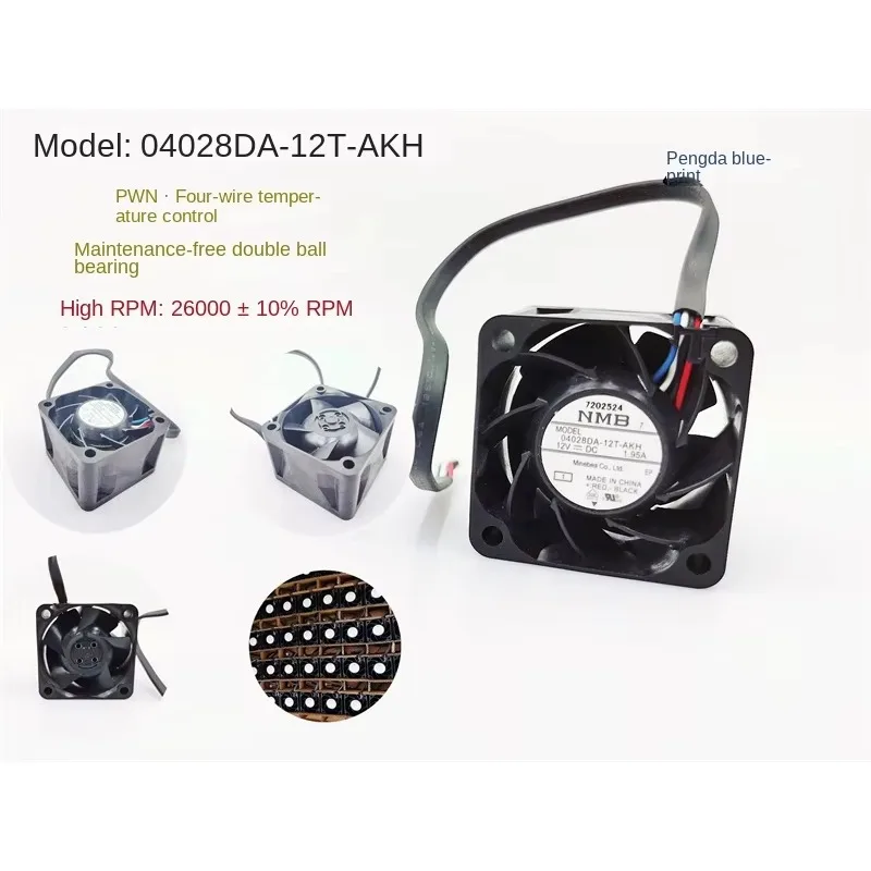 pa 04028DA-12T-AKH dual ball 4028 high speed 12V 1.95A temperature controlled PWM 4CM server fan40*40*28MM