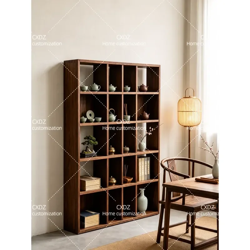 Solid wood bogu frame with back plate Duobao new Chinese multi-layer blind box ornament study floor display cabinet