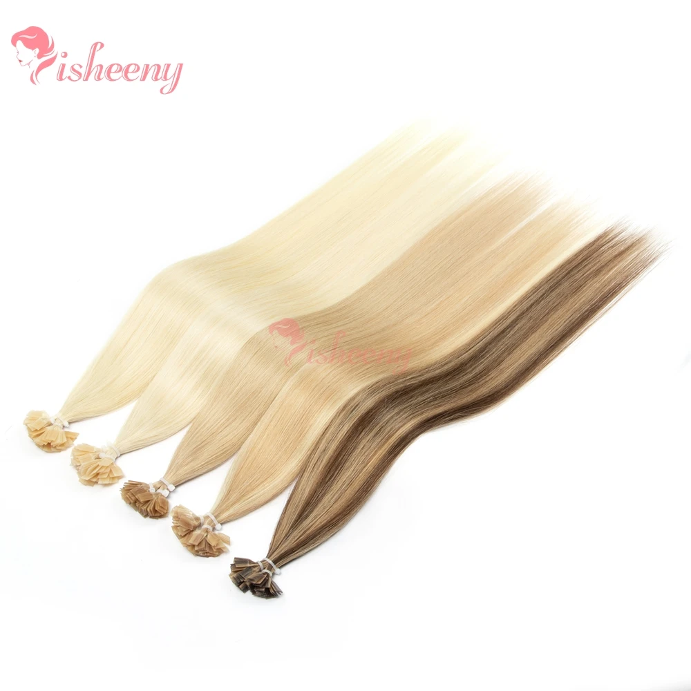 الانصهار الكيراتين طرف مسطح وصلات شعر بشري حقيقي طبيعي مستقيم قبل المستعبدين الشعر على كاسبل 50 فروع/حزمة خفيفة الوزن 30 جرام