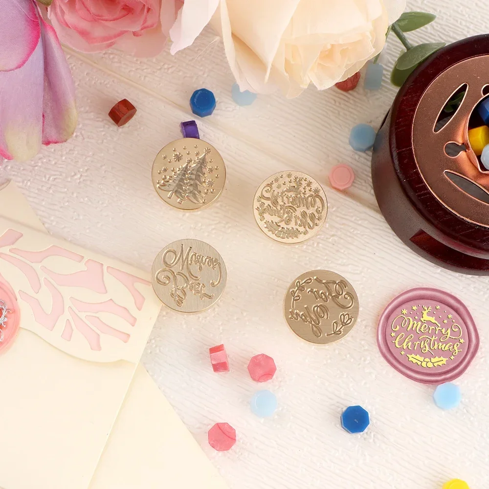 Głowica do stemplowania woskiem świątecznym, motyw choinki, tylko głowica, bez uchwytu, 25 mm, vintage, zamiennik do kopert, kartek, zaproszeń.