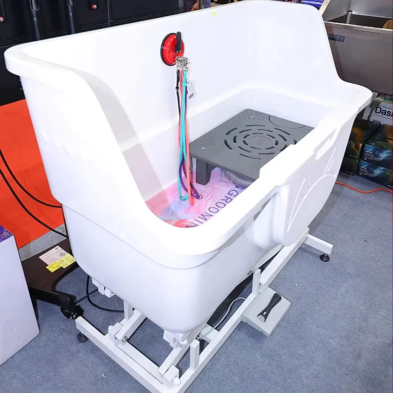 

2026 White Pet Dog Wash Tub Bathing Pet Grooming Fiberglass Electric Lifting Bathtub