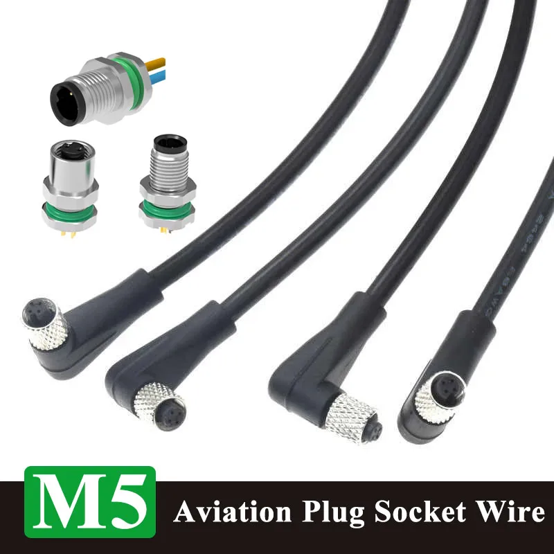 

M5 2 3 4 Pin Plug Socket with Wire Circular Connector Cable Male Female Sensor Connectors IP67 Waterproof Cable Aviation Plug