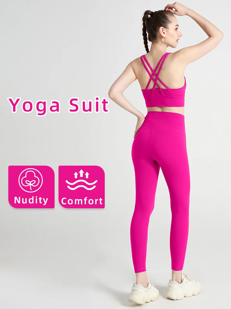 2024 New 2 Piece Yoga Clothes Women\'s Tracksuit Quick Dry Set Breathable Fitness Suit Fitness Clothing Sports Bra Leggings Suit