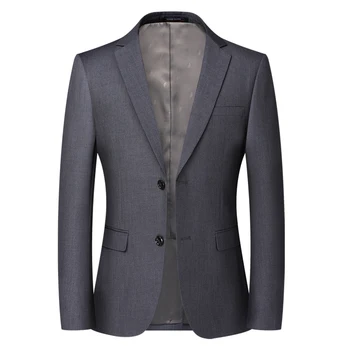 Blazer New Men's Fashion Business Solid Color British Style Professional Work Groom Wedding Dress Best Man Blazer Jacket 3
