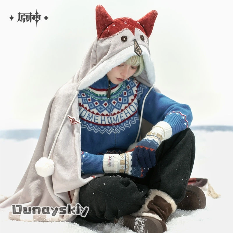 Anime Game Series: Genshin Impact Alyosha Cosplay Cape and Gloves Set Alyosha Snezhnaya H*unter Outfit Women Men For Halloween view 2