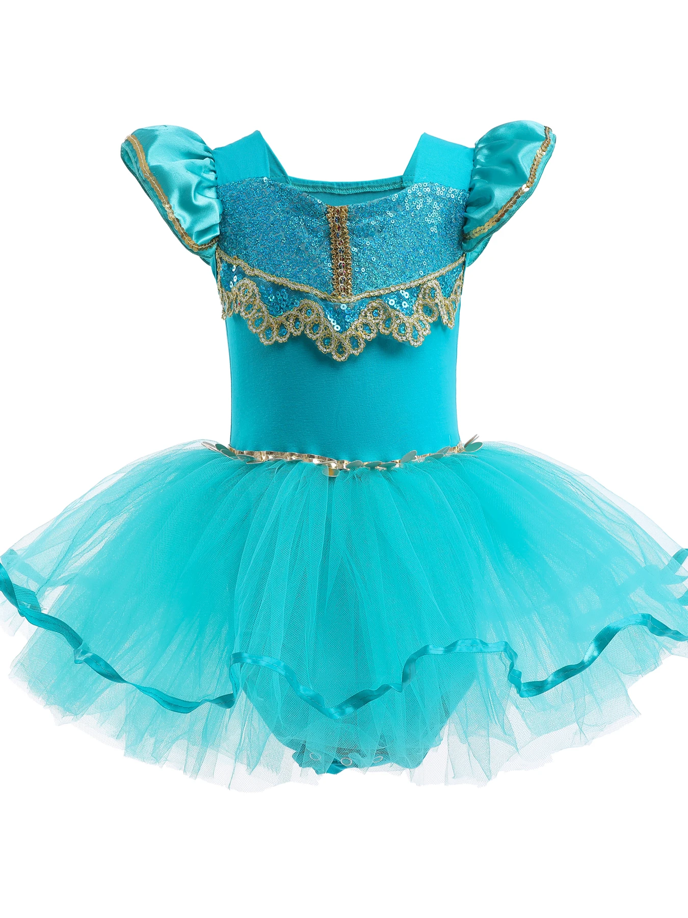 Princess Jasmine Dress Fancy Party Costume with Braid and Accessories Halloween Birthday Outfit for Baby Girls