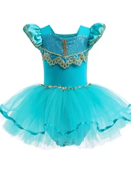 Princess Jasmine  Tutu Dress with Cape for Toddler Little Girls Ballerina Dance Costume Outfit Dancewear, Blue/Purple/Yellow