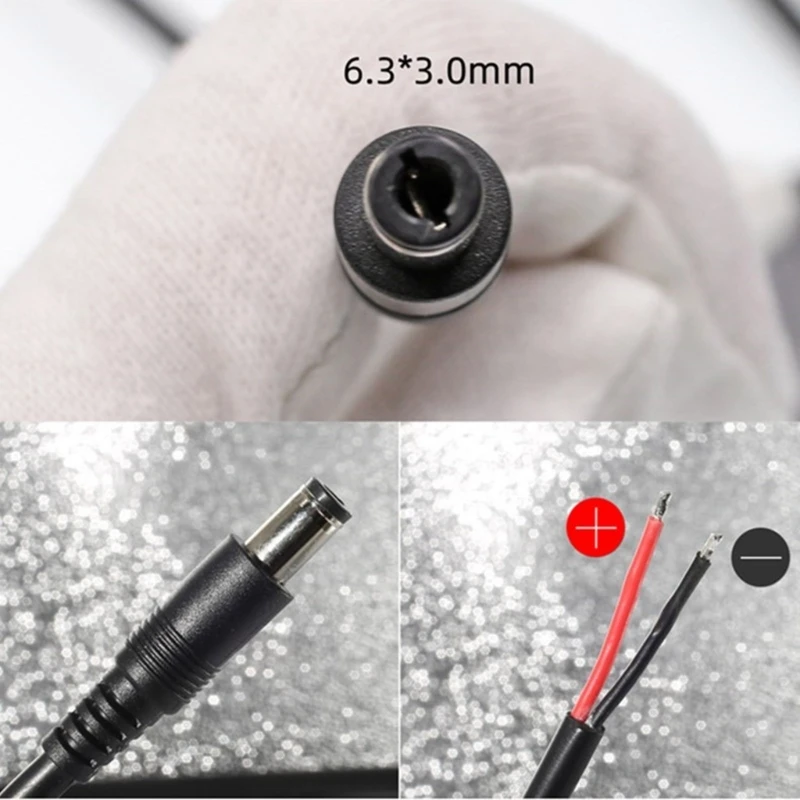 Conector macho confiable 6,3x3,0 mm a cable alimentación 2 pines para computadora todo en