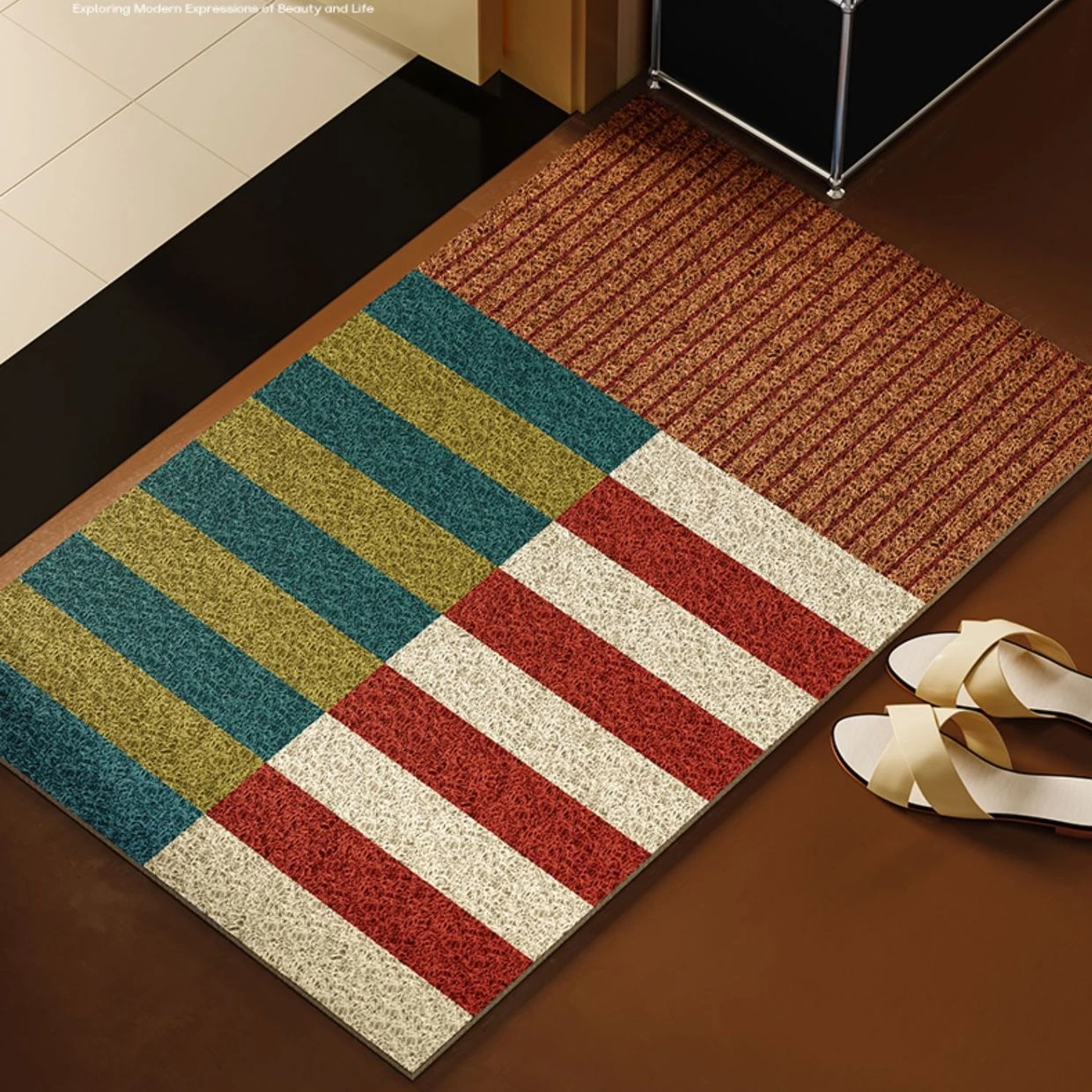 

PVC Grids Floor Anti Slip Rug Aesthetic Home Decor Geometric Living Room Bathroom Hallway Doomat Rug Bedroom Carpet Door Mats