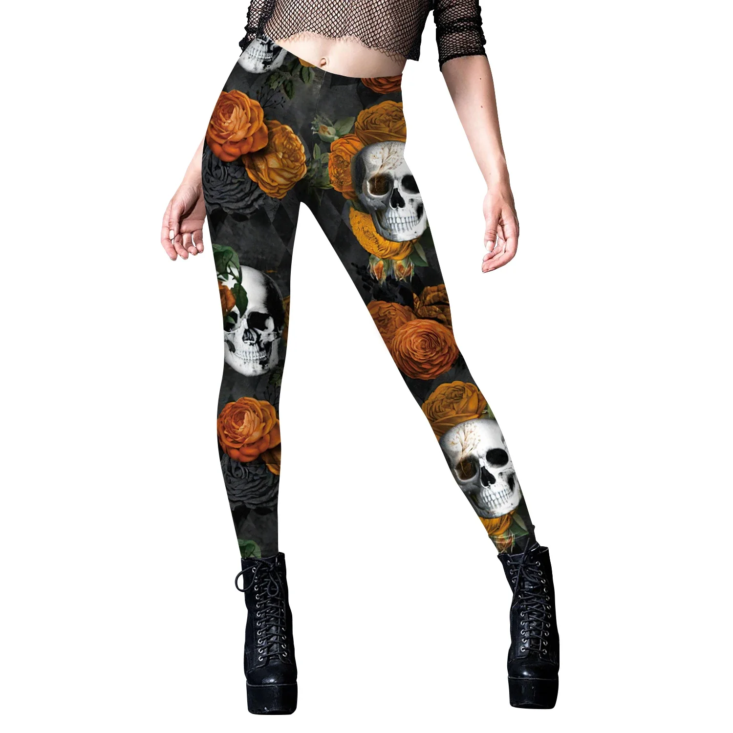 Leggings con estampado de calavera para mujer, pantalones de Cosplay de gato, entrenamiento elástico para Fitness, medias sexis para niñas, pantalones con parte inferior de LICRA