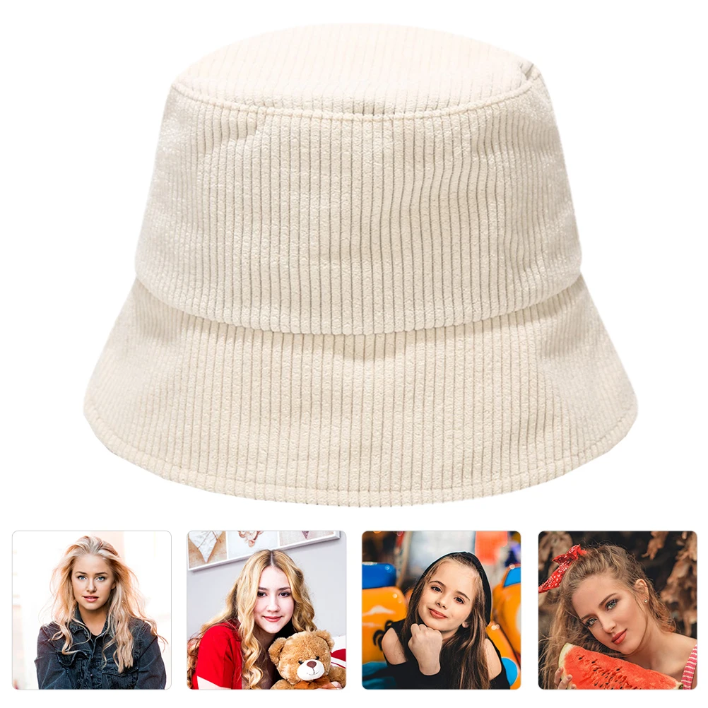 

Corduroy Fisherman Hat Unisex Warm Winter Bucket Cap Sun Protection All-Match Daily Wear Thick Comfortable Durable Autumn