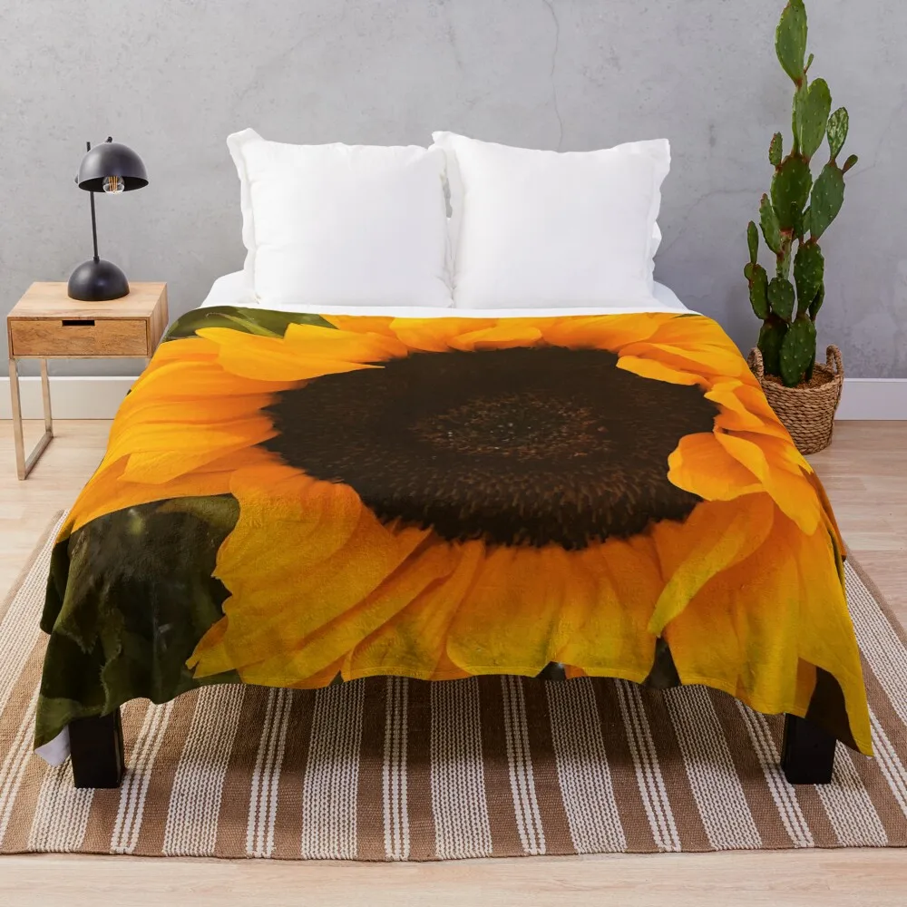 

Yellow-Orange Country Sunflower Artistic Photo Close-Up Throw Blanket anime Multi-Purpose Blankets