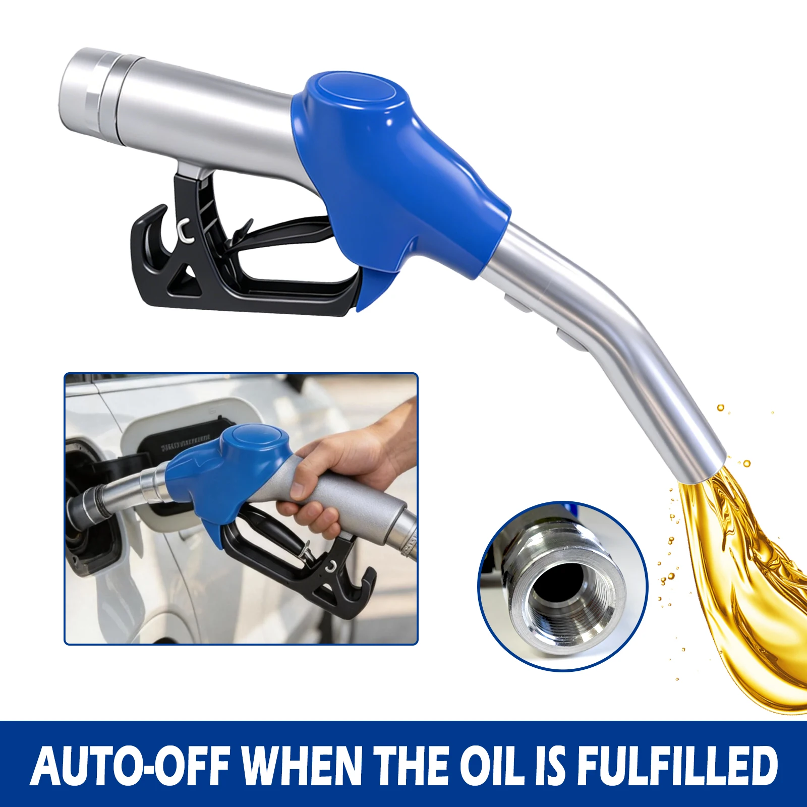 1" NPT Automatic Shut-Off Fuel Nozzle 30 GPM High Flow 19/16" (OD=30mm)