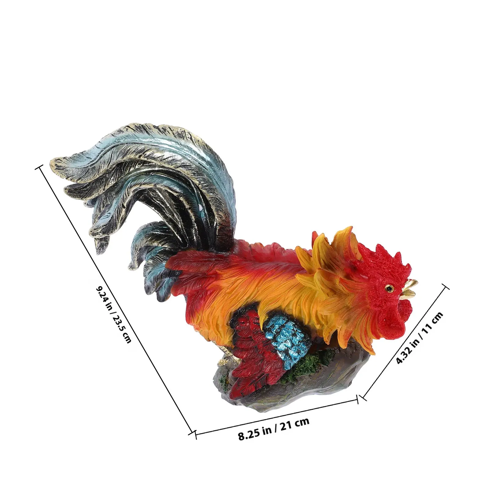 Vivid Rooster Statue Resin Outdoor Garden Sculpture Farm Animal Home Decor for Living Room Kitchen Office Desk Shelf Display