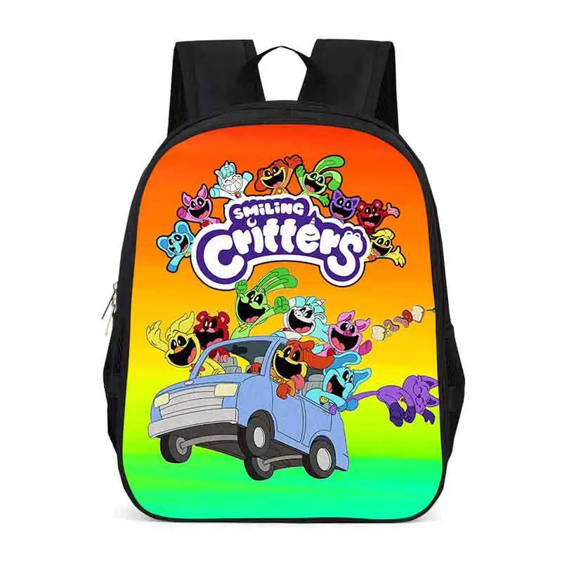Smiling Critters Book Bags Backpacks Lightening Zipper Pupil Large Capacity School Bags for Boys Girls Gift