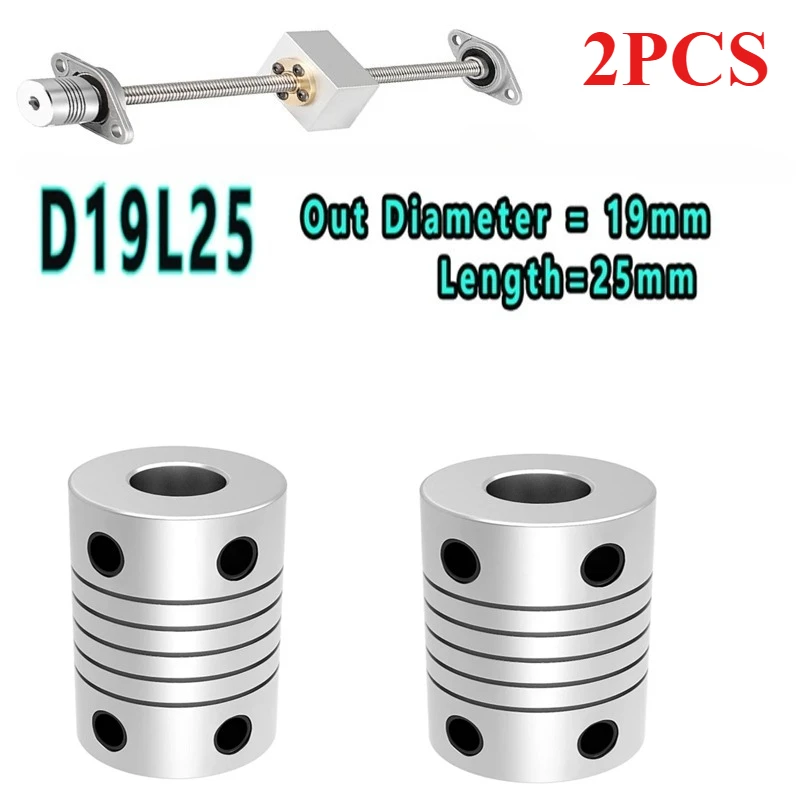 

2PC D19xL25 Aluminium Flexible Jaw Shaft Coupling 5 8 6.35mm 8mm 10mm CNC Stepper Motor Coupler Encoders Engraving Machine Servo