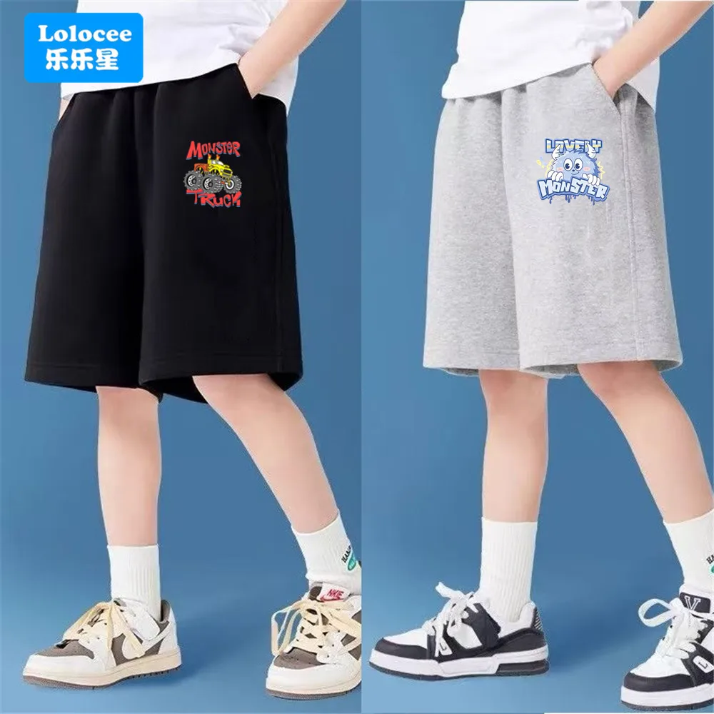 2023 sommer Junge Kinder Jungen Shorts Cartoon Monster Truck Kinder Sport Shorts 3-14 Jahre Kleiner Junge Fünf-punkt Hosen GSC1