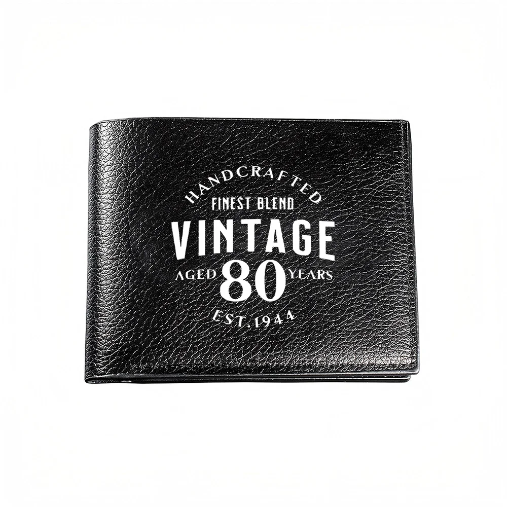 Vintage Aged 80 Years Handcrafted Finest Blend Est 1944 Men Wallet Card Holder Fashion Casual Business Style
