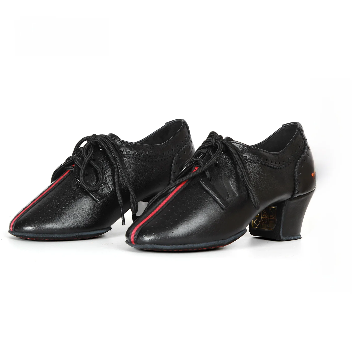 ゴージャスなラテンダンスシューズ-女性用-本革-ミディアムヒール-ツーポイントボトム-レッドマッチ-教師用シューズ-エレガント-ファッション