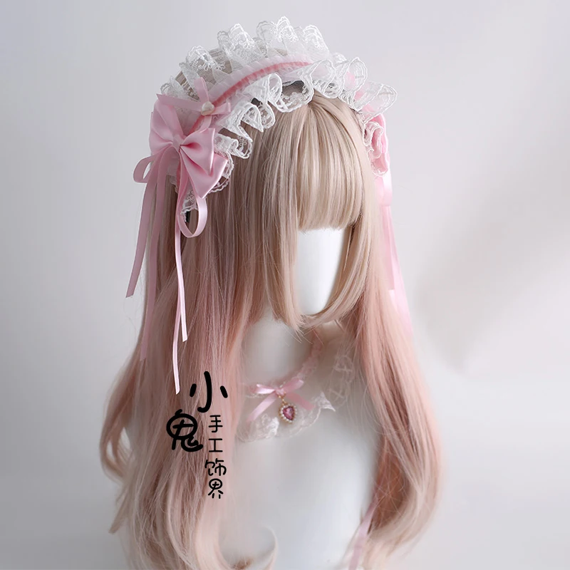 Original Pink White Sakura Style Lolita Headband Top Hat Girls Wear Fashion Accessories Headband Hair Accessories for Women