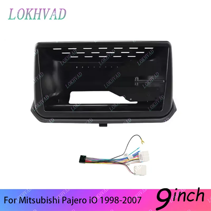 9 Inch Car Frame Fascia Cable Adapter Android Radio Dash Fitting Panel Kit For Mitsubishi Pajero iO 1998 -2007