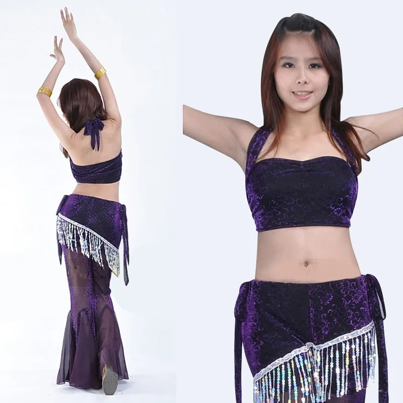 Trajes de danza del vientre personalizados, conjunto tribal, traje de práctica de danza oriental para adultos, conjunto de pantalones FM8048