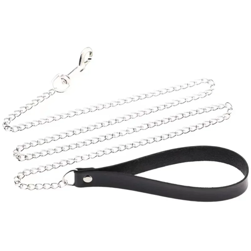 Leather Dog Leash Metal Alloy Pet Dog Leash with 360° Rotatable Hook and Loop Can Be Twisted To Prevent Loss of Dog Leash