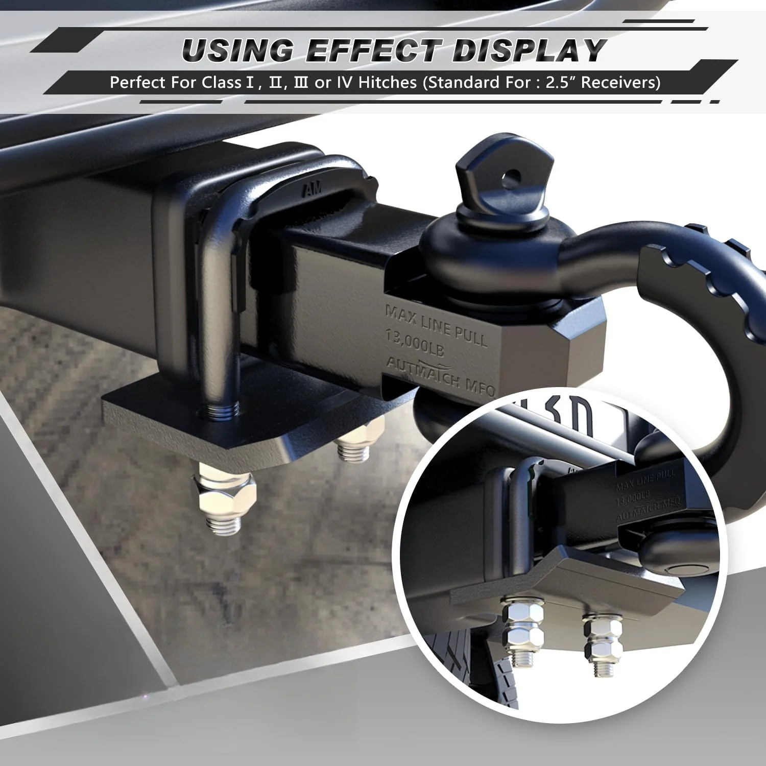 Heavy Duty Hitch Clamp for 2.5 Inch Trailer Hitches, Rubber Isolator and Anti-Rust Double Coating Protective, Black