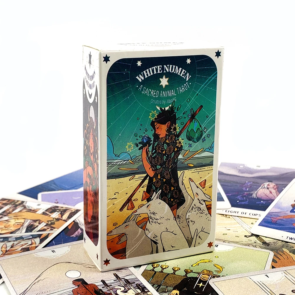 

Карты Таро «Белый Нумен»: Священные животные, 78 карт, колода для гадания, английское издание, настольные игры