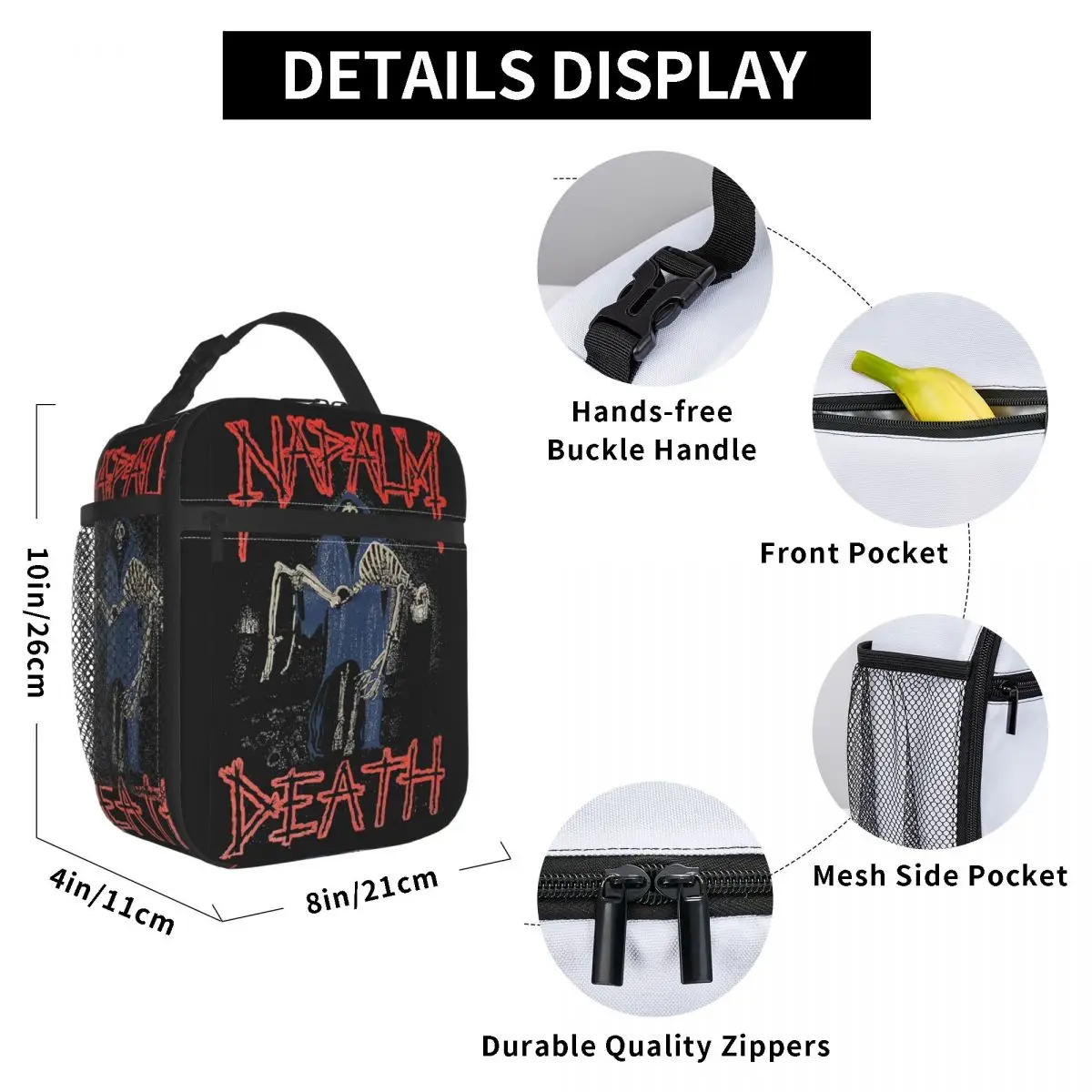 Napalm Death Music Rock Band Thermal Insulated Lunch Bags for Picnic Portable Bento Box Thermal Cooler Lunch Boxes