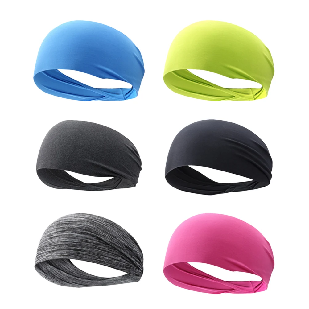 

6 Pcs Quick Dry Sports Hairband Headband for Yoga Running Fitness Elastic Sweatbands One Size Fits All Anti Sweat Headwear