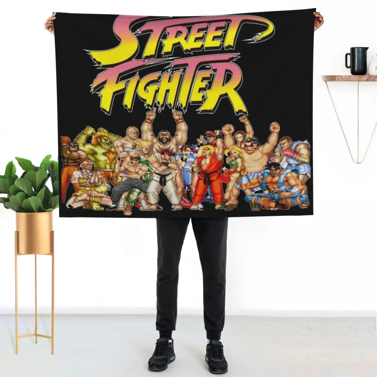 Street Fighter retro game Throw Blanket Cozy Throw Blanket Birthday Gift for Him Her