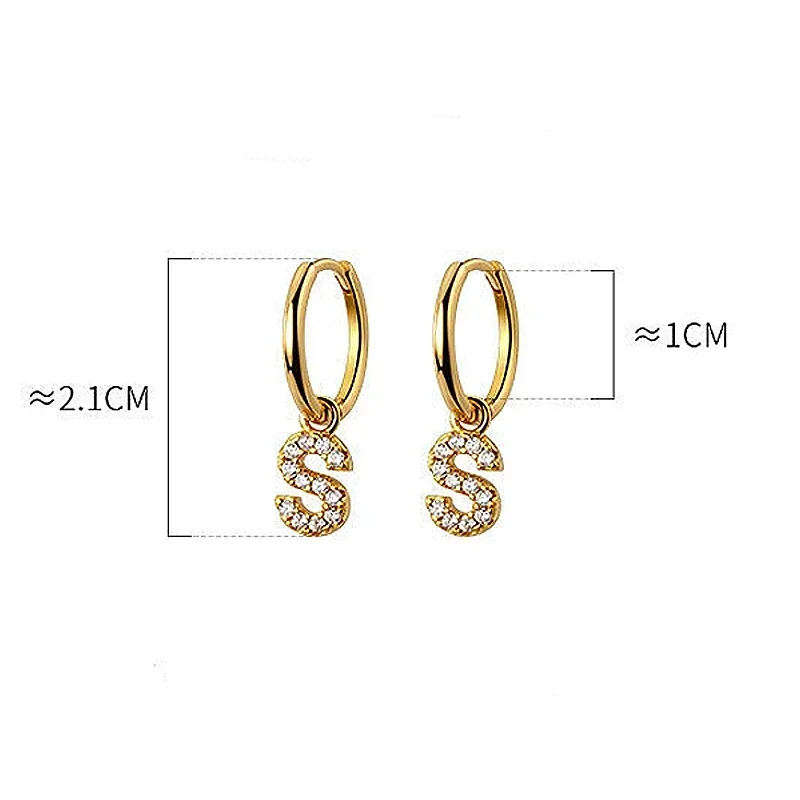 S925 الفضة الزركون قلادة أقراط للنساء ، A-Z ، 26 رسائل ، بسيطة ، عصرية ، غرامة مجوهرات اكسسوارات ، صنع ، DIY بها بنفسك