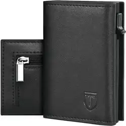 New Slim Wallet for Men, Mini Wallet with Coin Compartment, RFID Protection and ID Window Credit Card Holder