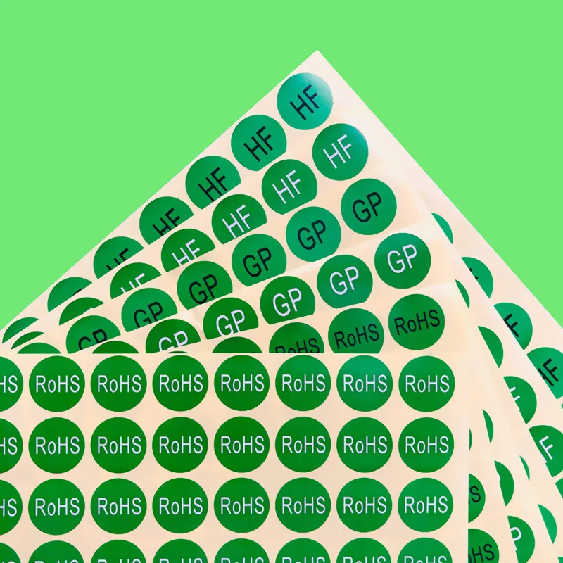 Custom. Coated Paper Adhesive Sticker Green RoHS Label 2. 0hsfgp Environmental Material round Oval Sticker