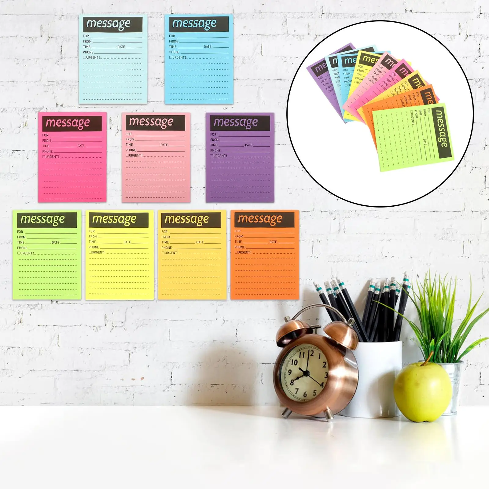 9 Books Fluorescent Portable Message Pads List Memorandum Stickers Paper Multi-function Daily Use Office